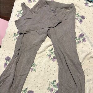 Gray Ribbed Two-Piece Set